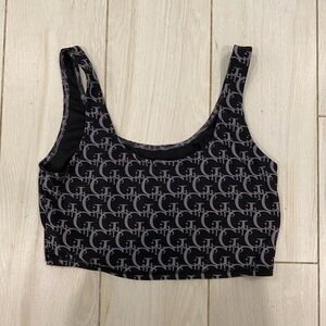 girls black and grey crop top